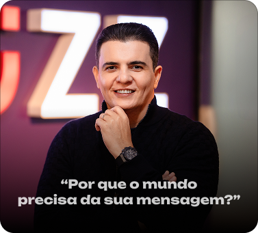 Anderson com a foto e uma frase "Por que o mundo precisa da sua mensagem?".
